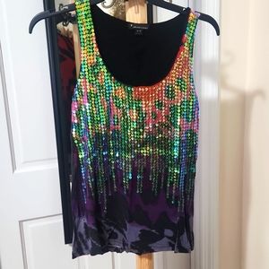 FOREVER 21, tank top, Purple, Red Animal Print with Sequins